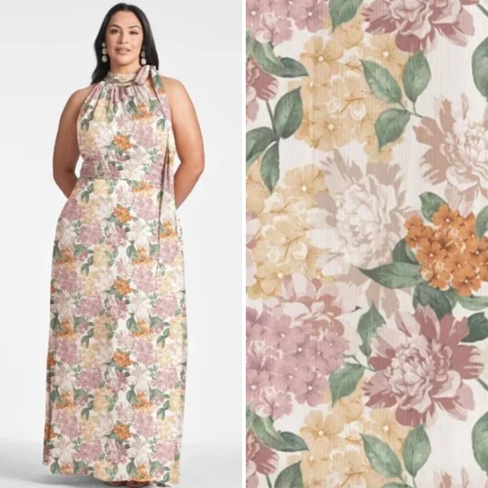 Sachin & Babi Size 20W 20 Kayla Pink‎ Green White Yellow Floral Maxi Gown Dress